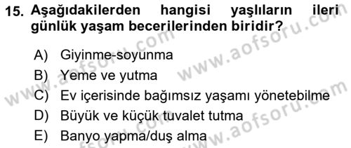 Psiko-Sosyal Rehabilitasyon Dersi 2023 - 2024 Yılı Yaz Okulu Sınav Soruları 15. Soru