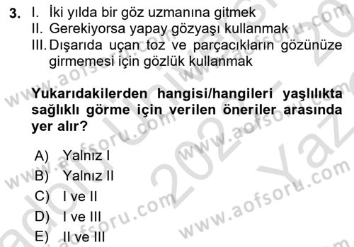 Psiko-Sosyal Rehabilitasyon Dersi 2023 - 2024 Yılı Yaz Okulu Sınav Soruları 3. Soru