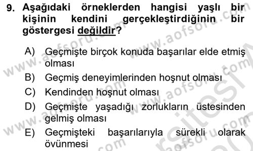 Psiko-Sosyal Rehabilitasyon Dersi 2023 - 2024 Yılı Yaz Okulu Sınav Soruları 9. Soru