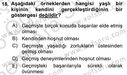 Psiko-Sosyal Rehabilitasyon Dersi 2024 - 2025 Yılı (Vize) Ara Sınav Soruları 18. Soru