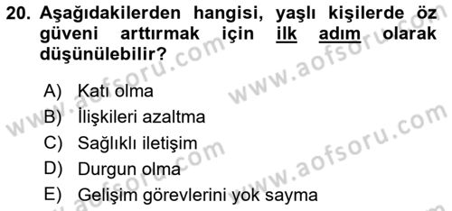 Psiko-Sosyal Rehabilitasyon Dersi 2024 - 2025 Yılı (Vize) Ara Sınav Soruları 20. Soru