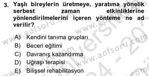 Psiko-Sosyal Rehabilitasyon Dersi 2024 - 2025 Yılı (Vize) Ara Sınav Soruları 3. Soru