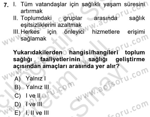 Psiko-Sosyal Rehabilitasyon Dersi 2024 - 2025 Yılı (Vize) Ara Sınav Soruları 7. Soru