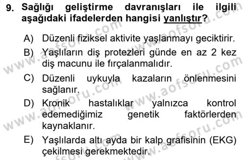 Psiko-Sosyal Rehabilitasyon Dersi 2024 - 2025 Yılı (Vize) Ara Sınav Soruları 9. Soru