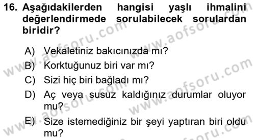 Psiko-Sosyal Rehabilitasyon Dersi 2024 - 2025 Yılı (Final) Dönem Sonu Sınav Soruları 16. Soru