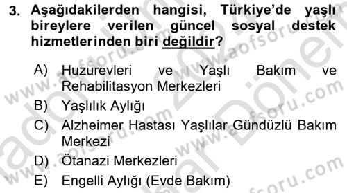Psiko-Sosyal Rehabilitasyon Dersi 2024 - 2025 Yılı (Final) Dönem Sonu Sınav Soruları 3. Soru