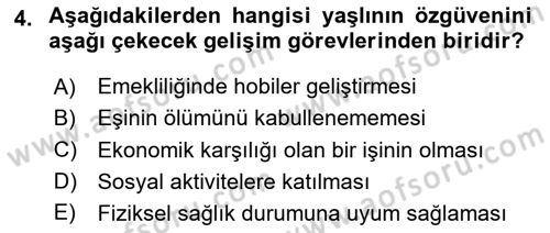 Psiko-Sosyal Rehabilitasyon Dersi 2024 - 2025 Yılı (Final) Dönem Sonu Sınav Soruları 4. Soru