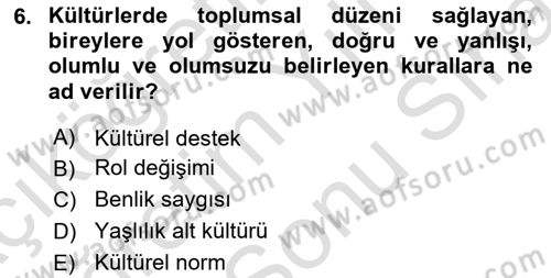 Psiko-Sosyal Rehabilitasyon Dersi 2024 - 2025 Yılı (Final) Dönem Sonu Sınav Soruları 6. Soru