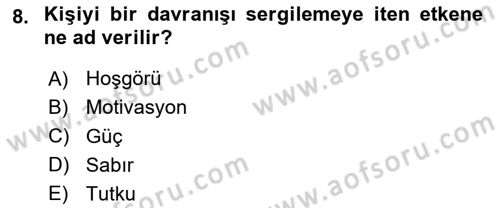 Psiko-Sosyal Rehabilitasyon Dersi 2024 - 2025 Yılı (Final) Dönem Sonu Sınav Soruları 8. Soru