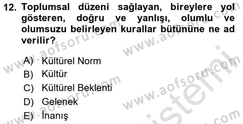 Psiko-Sosyal Rehabilitasyon Dersi 2024 - 2025 Yılı Yaz Okulu Sınav Soruları 12. Soru
