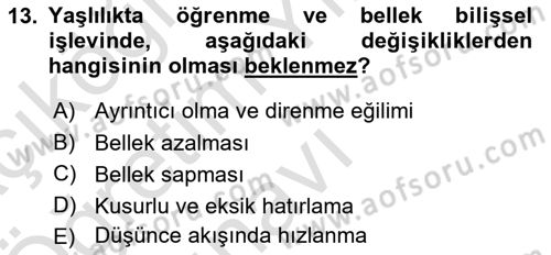 Psiko-Sosyal Rehabilitasyon Dersi 2024 - 2025 Yılı Yaz Okulu Sınav Soruları 13. Soru
