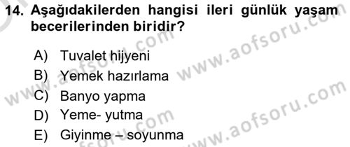 Psiko-Sosyal Rehabilitasyon Dersi 2024 - 2025 Yılı Yaz Okulu Sınav Soruları 14. Soru