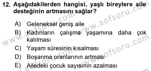 Psiko-Sosyal Rehabilitasyon Dersi 2025 - 2026 Yılı (Vize) Ara Sınav Soruları 12. Soru