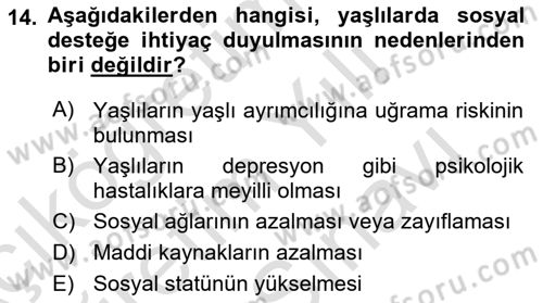 Psiko-Sosyal Rehabilitasyon Dersi 2025 - 2026 Yılı (Vize) Ara Sınav Soruları 14. Soru