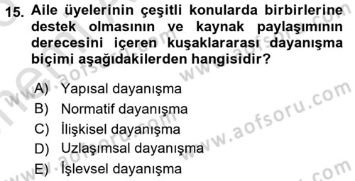 Psiko-Sosyal Rehabilitasyon Dersi 2025 - 2026 Yılı (Vize) Ara Sınav Soruları 15. Soru