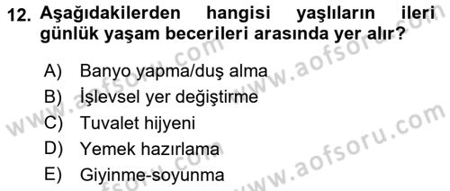 Psiko-Sosyal Rehabilitasyon Dersi 2025 - 2026 Yılı (Final) Dönem Sonu Sınav Soruları 12. Soru