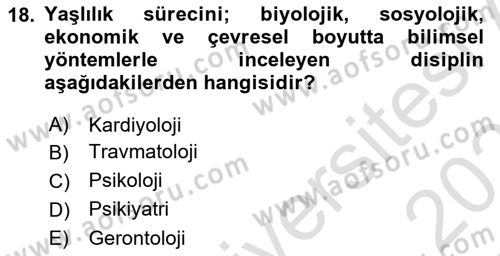 Psiko-Sosyal Rehabilitasyon Dersi 2025 - 2026 Yılı (Final) Dönem Sonu Sınav Soruları 18. Soru