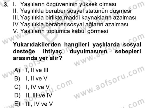 Psiko-Sosyal Rehabilitasyon Dersi 2025 - 2026 Yılı (Final) Dönem Sonu Sınav Soruları 3. Soru