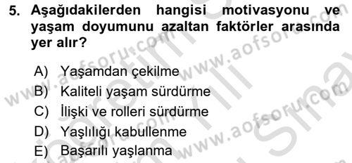Psiko-Sosyal Rehabilitasyon Dersi 2025 - 2026 Yılı (Final) Dönem Sonu Sınav Soruları 5. Soru