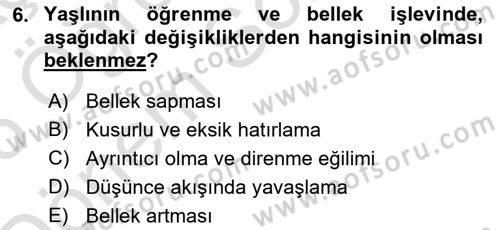 Psiko-Sosyal Rehabilitasyon Dersi 2025 - 2026 Yılı (Final) Dönem Sonu Sınav Soruları 6. Soru