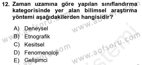 Yaşlı Psikolojisi Dersi 2018 - 2019 Yılı (Vize) Ara Sınav Soruları 12. Soru