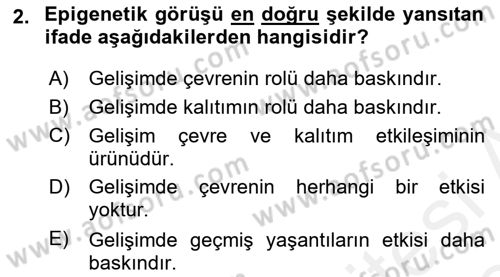 Yaşlı Psikolojisi Dersi 2018 - 2019 Yılı (Vize) Ara Sınav Soruları 2. Soru