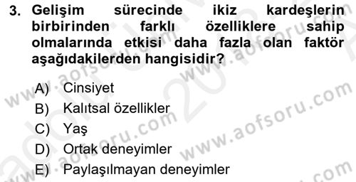 Yaşlı Psikolojisi Dersi 2018 - 2019 Yılı (Vize) Ara Sınav Soruları 3. Soru