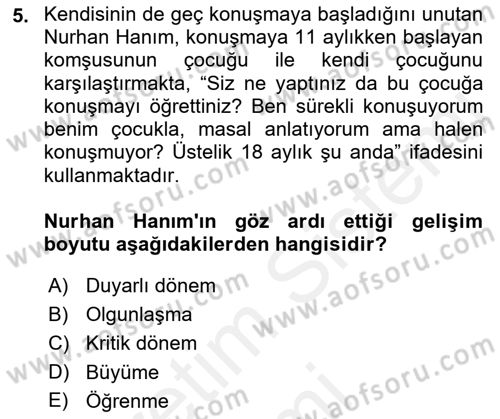 Yaşlı Psikolojisi Dersi 2018 - 2019 Yılı (Vize) Ara Sınav Soruları 5. Soru