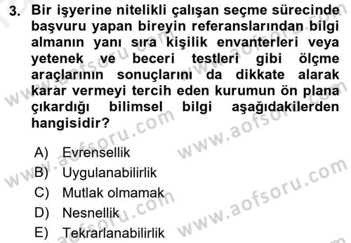 Yaşlı Psikolojisi Dersi 2018 - 2019 Yılı (Final) Dönem Sonu Sınav Soruları 3. Soru