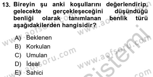 Yaşlı Psikolojisi Dersi 2018 - 2019 Yılı Yaz Okulu Sınav Soruları 13. Soru