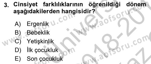 Yaşlı Psikolojisi Dersi 2018 - 2019 Yılı Yaz Okulu Sınav Soruları 3. Soru