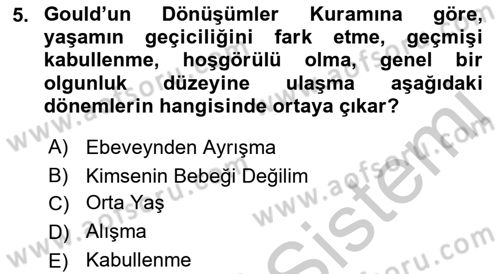Yaşlı Psikolojisi Dersi 2018 - 2019 Yılı Yaz Okulu Sınav Soruları 5. Soru
