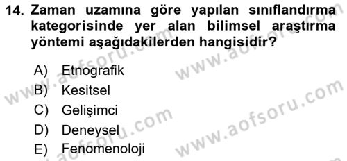 Yaşlı Psikolojisi Dersi 2019 - 2020 Yılı (Vize) Ara Sınav Soruları 14. Soru