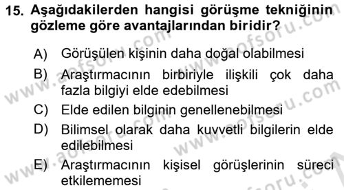 Yaşlı Psikolojisi Dersi 2019 - 2020 Yılı (Vize) Ara Sınav Soruları 15. Soru