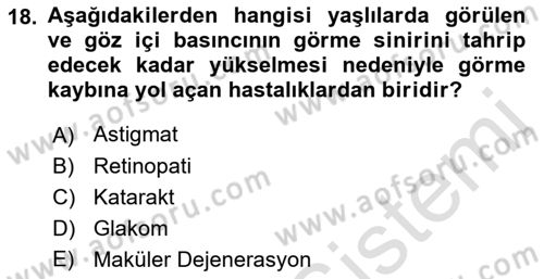 Yaşlı Psikolojisi Dersi 2019 - 2020 Yılı (Vize) Ara Sınav Soruları 18. Soru
