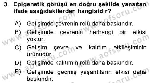 Yaşlı Psikolojisi Dersi 2019 - 2020 Yılı (Vize) Ara Sınav Soruları 3. Soru