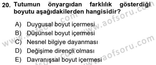 Yaşlı Psikolojisi Dersi 2019 - 2020 Yılı (Final) Dönem Sonu Sınav Soruları 20. Soru