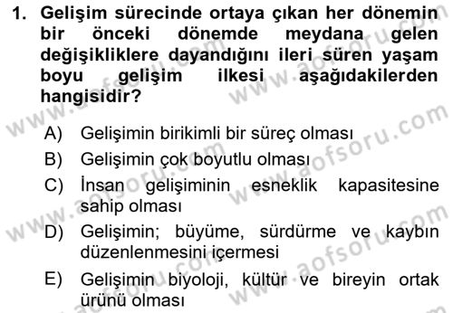 Yaşlı Psikolojisi Dersi 2020 - 2021 Yılı Yaz Okulu Sınav Soruları 1. Soru