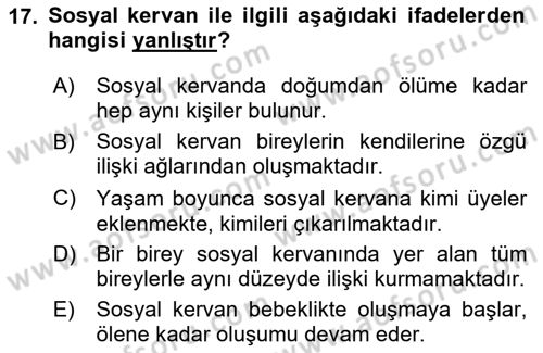 Yaşlı Psikolojisi Dersi 2020 - 2021 Yılı Yaz Okulu Sınav Soruları 17. Soru