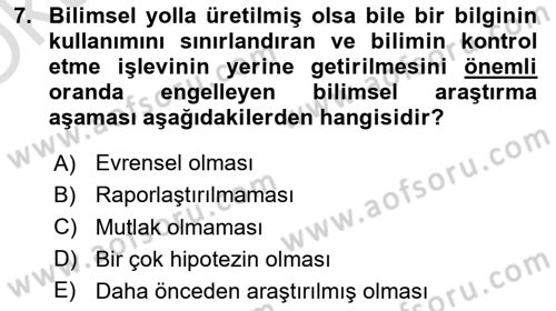 Yaşlı Psikolojisi Dersi 2020 - 2021 Yılı Yaz Okulu Sınav Soruları 7. Soru