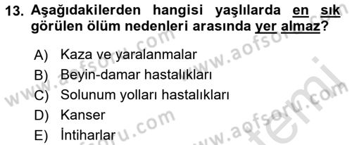 Yaşlı Psikolojisi Dersi 2021 - 2022 Yılı (Vize) Ara Sınav Soruları 13. Soru