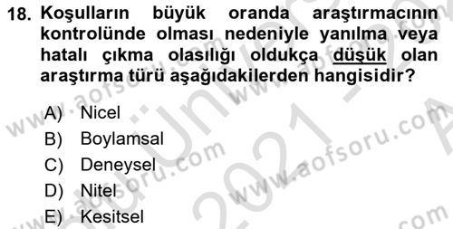 Yaşlı Psikolojisi Dersi 2021 - 2022 Yılı (Vize) Ara Sınav Soruları 18. Soru