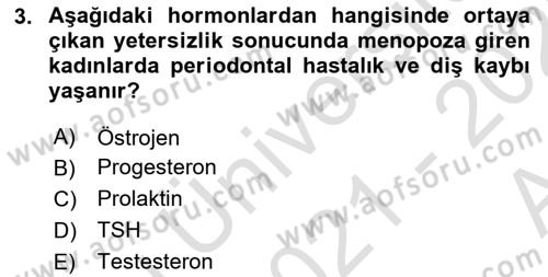 Yaşlı Psikolojisi Dersi 2021 - 2022 Yılı (Vize) Ara Sınav Soruları 3. Soru