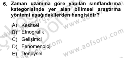 Yaşlı Psikolojisi Dersi 2021 - 2022 Yılı (Vize) Ara Sınav Soruları 6. Soru