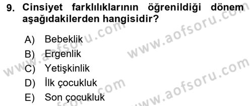 Yaşlı Psikolojisi Dersi 2021 - 2022 Yılı (Vize) Ara Sınav Soruları 9. Soru