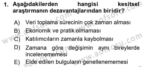 Yaşlı Psikolojisi Dersi 2021 - 2022 Yılı (Final) Dönem Sonu Sınav Soruları 1. Soru
