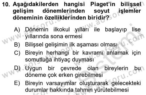 Yaşlı Psikolojisi Dersi 2021 - 2022 Yılı (Final) Dönem Sonu Sınav Soruları 10. Soru