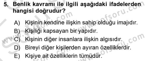 Yaşlı Psikolojisi Dersi 2021 - 2022 Yılı (Final) Dönem Sonu Sınav Soruları 5. Soru