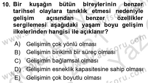 Yaşlı Psikolojisi Dersi 2021 - 2022 Yılı Yaz Okulu Sınav Soruları 10. Soru