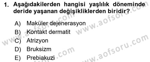 Yaşlı Psikolojisi Dersi 2022 - 2023 Yılı (Vize) Ara Sınav Soruları 1. Soru